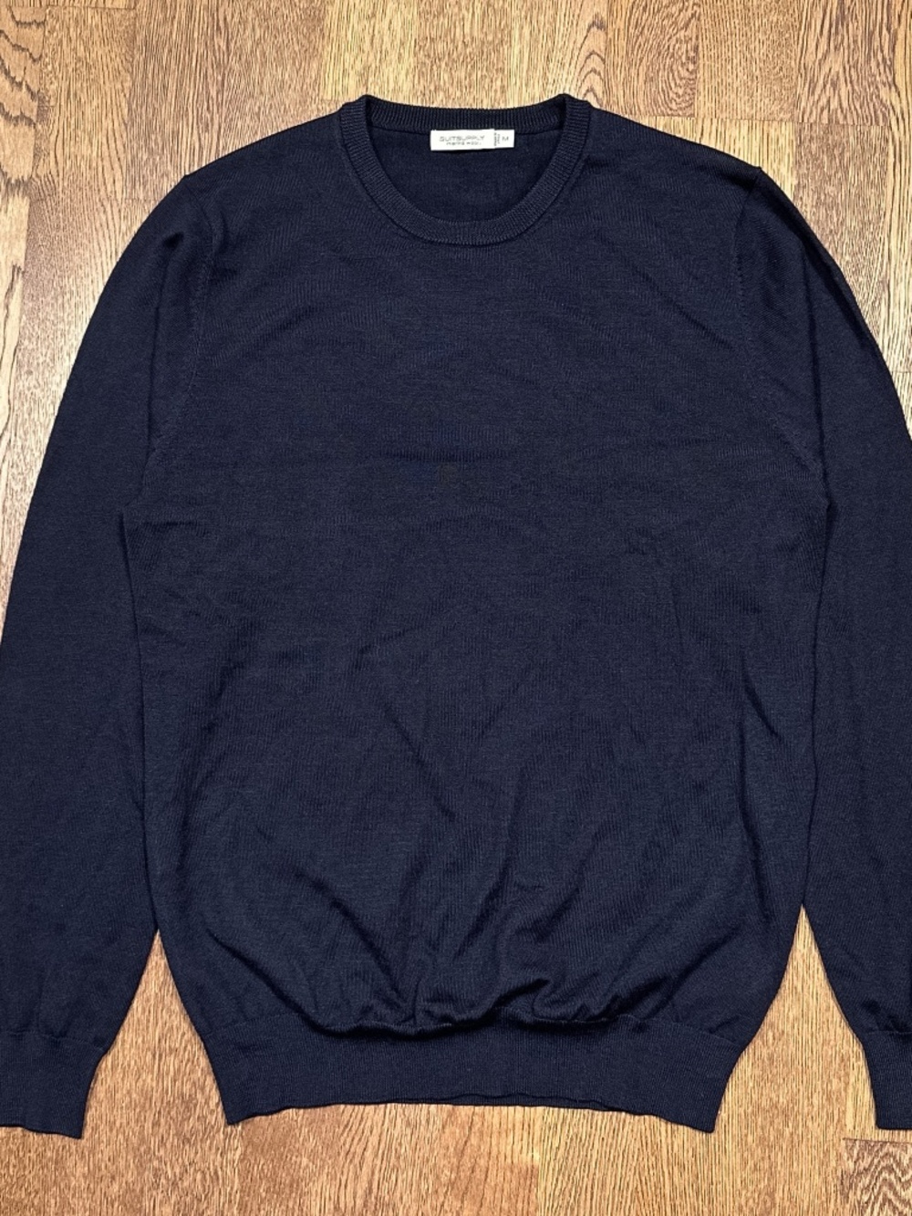 Suitsupply Merino Wool Lightweight Navy Blue Knit Slim Sweater Mens Medium